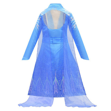 Frozen 2 Vestido de Fiesta Princesa Elsa Cosplay Vestido Azul para Niñas